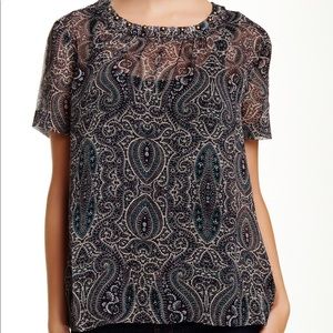 Ella Moss Short Sleeve Paisley Printed Design Top